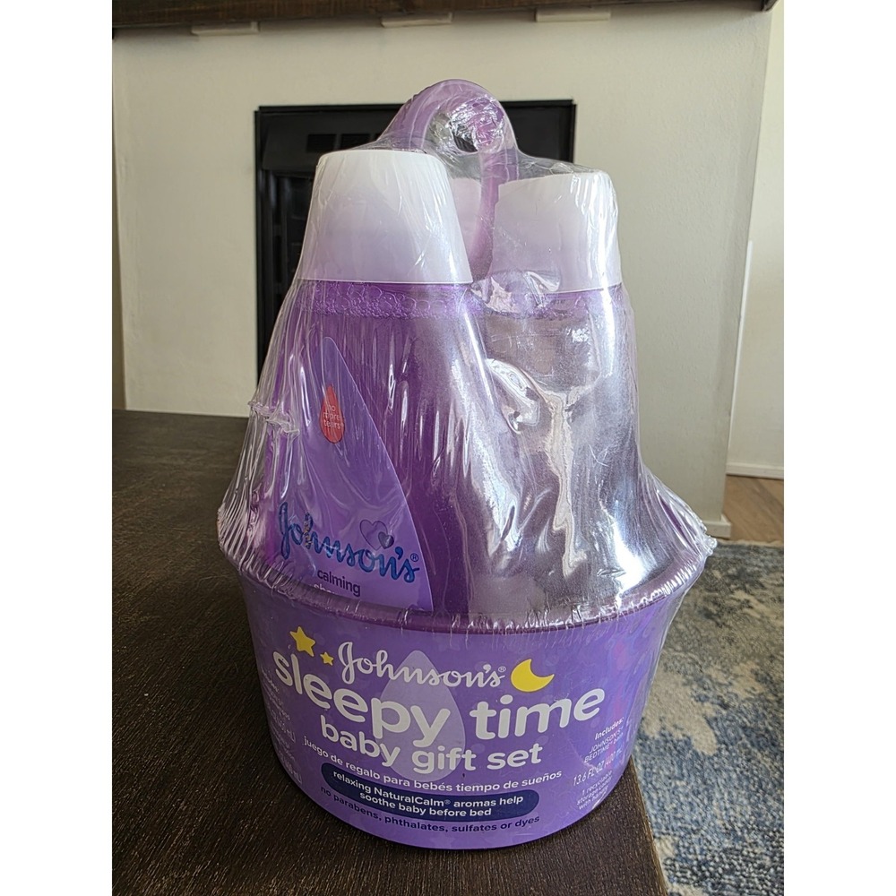 Johnson's Sleepy Time Relaxing Baby Bedtime Gift Set Shampoo Lotion Soap Carrier